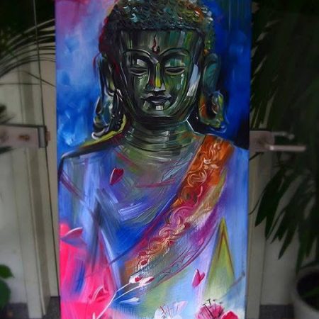 “Buddha“ Oil on canvas 40x120cm 2015, artist Peppo