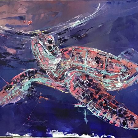 “Abstract turtle“ Oil on canvas 70x100cm 2025, artist Peppo