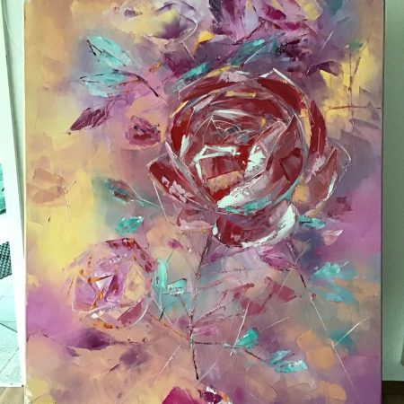 Oil on canvas “Abstract Roses 2” 70x100 cm 2025, artist Peppo