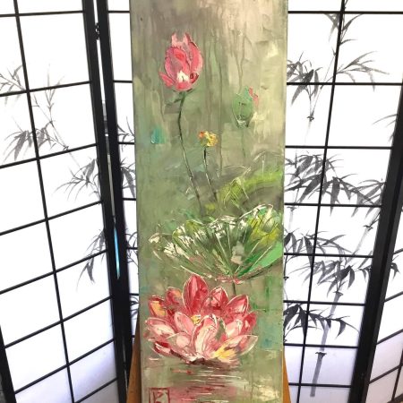 “Lotus Flowers “ Oil on canvas 30x100cm 2020, artist Peppo