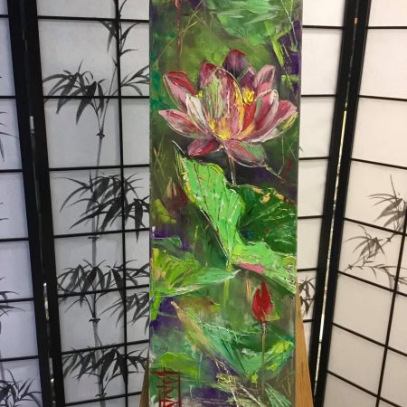 “Lotus Flowers“ Oil on canvas 30x100cm 2020, artist Peppo