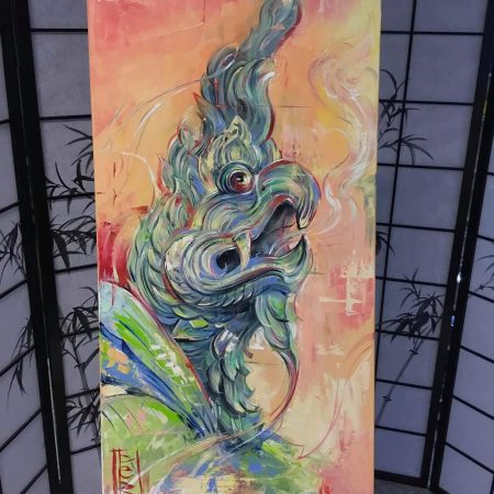 “Abstract Dragon“ Oil on canvas 50x100cm 2021, artist Peppo