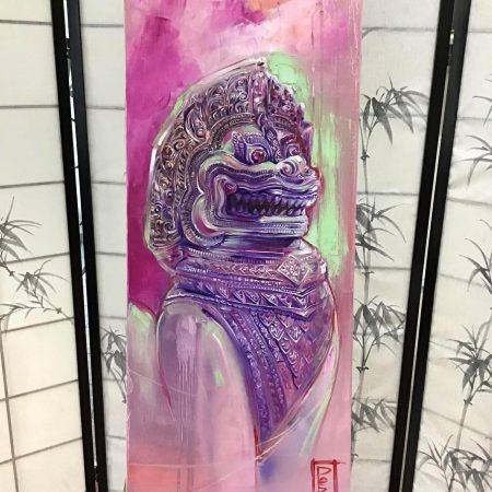“Tempel Guardian“ Oil on canvas 40x100cm 2021, artist Peppo