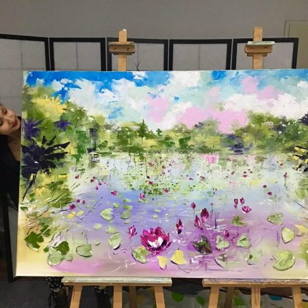 “Lotus flowers“ Oil on canvas 100x160 2025, artist Peppo