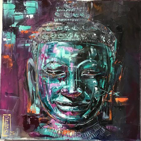 “Green Buddha“ Oil on canvas 60x60cm 2025, artist Peppo