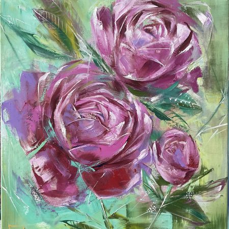 Oil on canvas, Peony abstract, 50х70cm 2025, Peppo Art