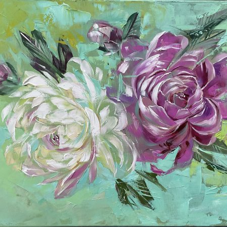 Oil on canvas, Peony abstract, 50х70cm 2025, Peppo Art