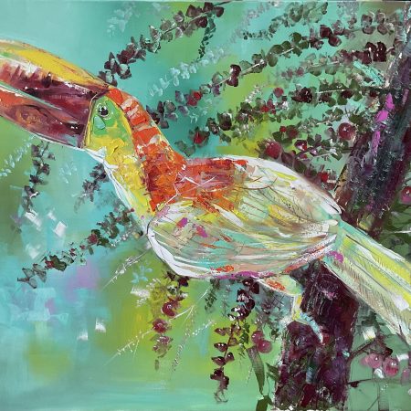 Oil on canvas, toucan 70х100cm 2025, Peppo Art