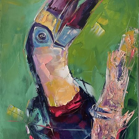 Oil on canvas, toucan, 40х80cm 2025, Peppo Art