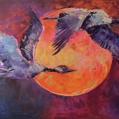 Oil on canvas, Travelers in Search of Goodness, 120х120cm 2025, Peppo Art