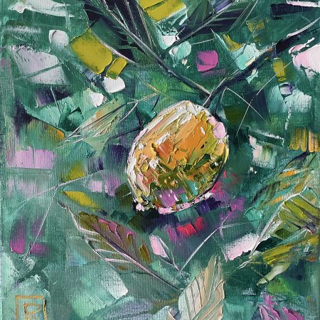 Oil on canvas, Abstract Lemon, 30х40cm 2025, Peppo Art