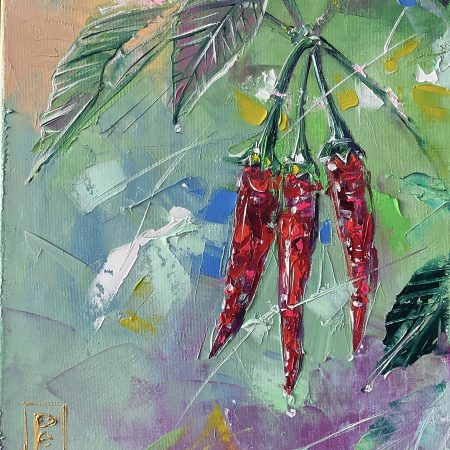 Oil on canvas, Chili Peppers, 30х40cm 2025, Peppo Art