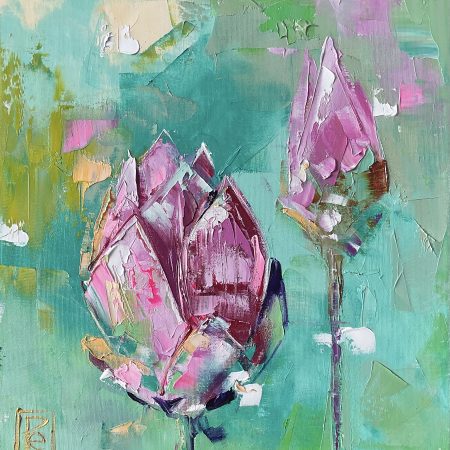 Oil on canvas, Lotus Flowers, 30х40cm 2025, Peppo Art