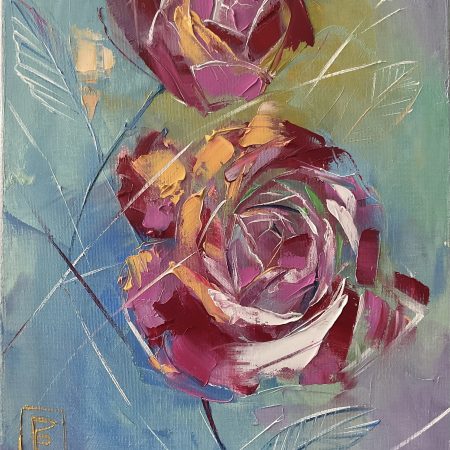 Oil on canvas, Abstract Roses, 30х40cm 2025, Peppo Art