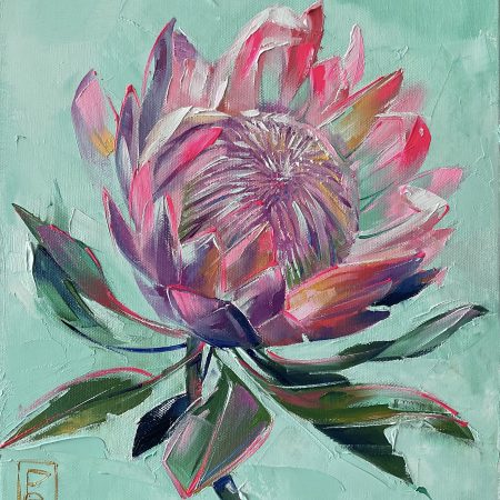 Oil on canvas, King Protea Flower, 30х40cm 2025, Peppo Art