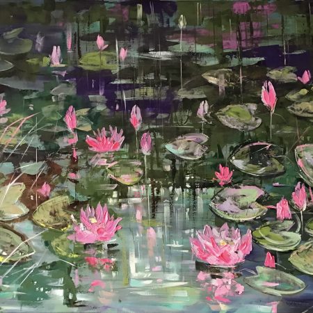 Oil on canvas, Lotus flowers, Abstrakt, 100х160cm 2025, Peppo Art