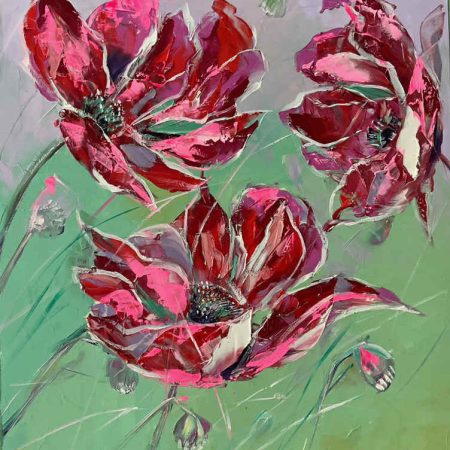 Oil on canvas, Abstrakt flowers, 80х100cm 2025, Peppo Art