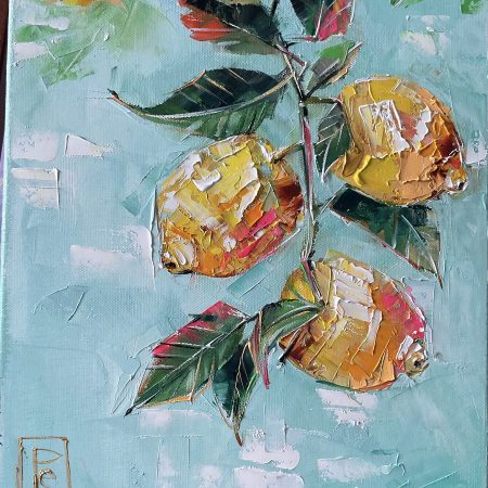 Oil on canvas, Abstract Lemon, 50х100cm 2025, Peppo Art
