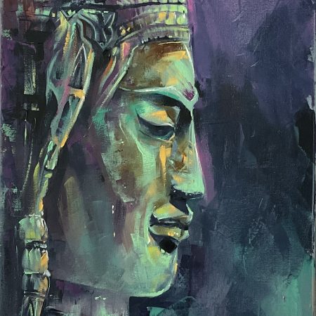 Oil on canvas, Queen Indradevi, 40х100cm 2025, Peppo Art