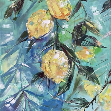 Oil on canvas, Abstract Lemon, 50х100cm 2025, Peppo Art
