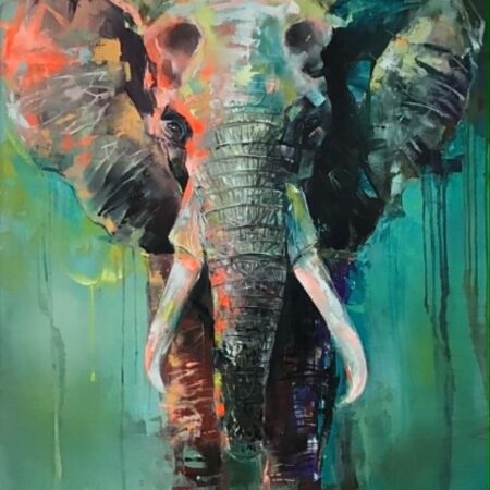 Oil on canvas, “The Emerald Elephant“, 100х120cm, 2026, Peppo Art